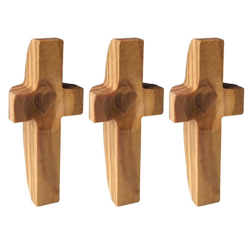 Ltahtliay Cross My Heart – Croce Tascabile In Legno Con Cuore Epossidico | Regalo Di Incoraggiamento Antistress | Confezione Da 10 Pezzi
