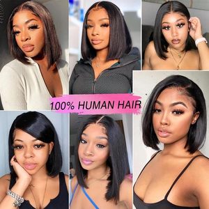 Perruque Bob Coupe Droite Cheveux Humains 13x4 HD Lace Front Lisse Sans Colle Pré-Pluckée Densité 180% Ligne de Cheveux Naturelle Prête à l'Expédition Fournisseur - Product Image 5