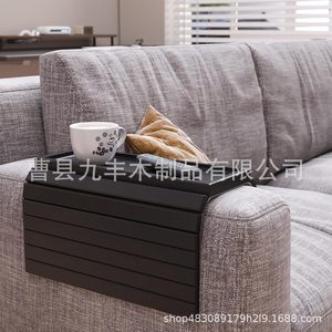 Wooden <b>Sofa</b> Armrest <b>Tray</b> Black Bamboo Foldable Storage Box For Living Room Desktop Use - Product Image 4