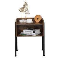 Table console en acier avec panneaux en bois, compartiment de rangement pour petits espaces, design industriel, salon, chambre, hôtel, meubles