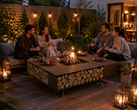 Brasero en acier Corten sur mesure OEM ODM |   Table de foyer moderne en bois avec taille et forme personnalisées