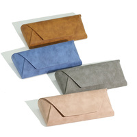Étui à lunettes en cuir PU pliable, boîte de rangement rigide portable à texture vintage pour lunettes de myopie