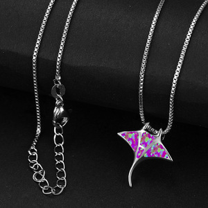 Collier pendentif en opale de feu bleu océan Manta <span class=keywords><strong>Ray</strong></span> Stingray - Product Image 4