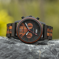 Montre Chronographe de Luxe Pour Hommes en Bois et Acier Inoxydable - Design Pièce de Monnaie Affaires Antique avec Cadran à Aiguilles