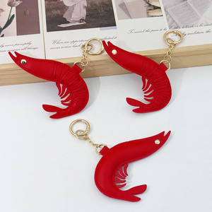 Porte-clés et pendentif <span class=keywords><strong>de</strong></span> sac en PU, motif écrevisse <span class=keywords><strong>rouge</strong></span>, style mignon et tendance, accessoire durable pour clés, sacs et sacs à dos, pour hommes et femmes - Product Image 3