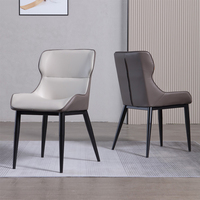 Chaise de salle à manger moderne de luxe en cuir PU, structure en acier carbone, usage commercial pour restaurants et hôtels