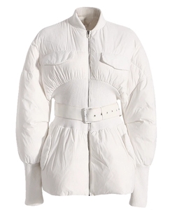 Fashion Winter Bubble <strong>Jackets</strong> Woman's Custom <strong>Puffer</strong> <strong>Jacket</strong> Coat With <strong>Belt</strong> - Product Image 1