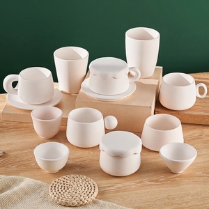 <span class=keywords><strong>Tazas</strong></span> de Cerámica Cruda Sin Hornear, Cerámica Sin Esmaltar Pintada Bajo Esmalte, Semiterminadas, Hechas a Mano, Kits de Té DIY, Placas de Cerámica Blanca - Product Image 1