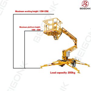 Beigonk Cherry picker Spider Lift ngườ<span class=keywords><strong>i</strong></span> đàn ông Boom Lift trên không làm việc nền tảng Trailer gắn khớp nố<span class=keywords><strong>i</strong></span> Telescopic towable Boom Lift - Product Image 2
