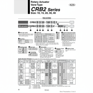 Actionneur rotatif pneumatique SMC CRB2BW30-180SZ pièces pneumatiques - Product Image 1