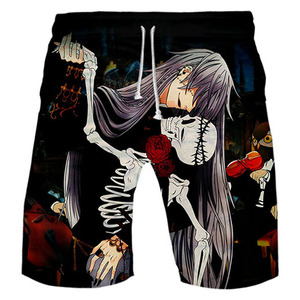 Shorts de bain en coton pour garçons, imprimé 3D Black Butler Dikamura, shorts de plage pour hommes, imprimé Anime, Harajuku Boardshorts - Product Image 3