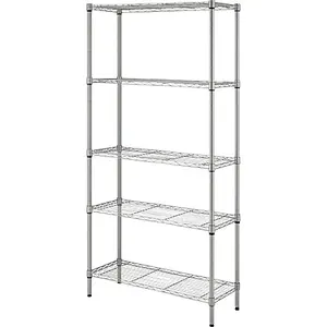 Wire Shelving 36"L X 14"W X 72"H 5 Tiers Amazon Hot Selling Metal Storage Rack Kitchen Chrome Shelf Heavy Duty Wire Shelving