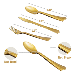 DAMAI - Vajilla Desechable Blanca y Dorada para Fiestas, Platos, Vasos y Servilletas con Puntos Dorados para Graduación, Cumpleaños, Bodas - Product Image 3