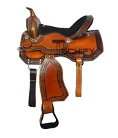 Selle de cheval western en cuir et bois faite à la main avec surpiqûres de qualité supérieure, taille et logo personnalisables, durable pour l'équitation en trail et l'entraînement