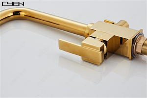 CYEN Wholesales Price Gold Kitchen <strong>Faucets</strong> Pull Out <strong>Sprayer</strong> Single Function Kitchen Taps for Farmhouse Camper Laundry Utility - Product Image 5