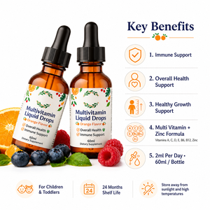 Bioby OEM Etichetta Privata Gocce Liquide Multivitaminiche con Vitamine A, C, D, E, B6, B12 e Zinco per il Supporto Immunitario e la Salute Generale di Bambini e Ragazzi - Product Image 2