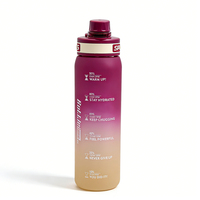 Bouteille d'eau de sport en plastique réutilisable sans BPA de grande capacité 32oz/350/500/750/1000ml avec marqueur de temps pour la motivation
