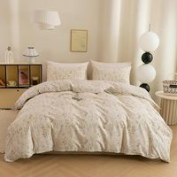 Parure de lit 4 pièces en Lyocell 100% pur, tissée, motif uni, garnissage en laine 300 fils, toutes saisons, personnalisable, motif végétal