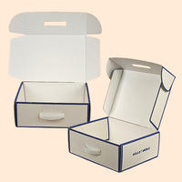 Boîte d'expédition en carton ondulé écologique pour ensemble de sous-vêtements, boîte postale en kraft blanc avec poignée pour l'emballage de chaussures