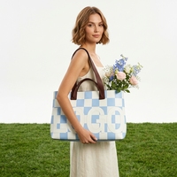 Sac fourre-tout tendance en polyester jacquard tricoté ajouré de couleur unie pour femme, avec doublure en lin, idéal pour la gym et le shopping