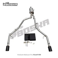 Tuyaux d'échappement en acier inoxydable pour Ford F150 XLT 3.5T 2015-2022, silencieux Valvetronic Catback, embouts noirs, montage direct