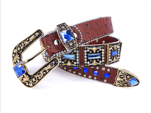 Nuova tendenza cintura di strass Bling Bling uomo donna Western Cowbuy Cowgirl cintura in pelle con <span class=keywords><strong>borchie</strong></span> di cristallo <span class=keywords><strong>per</strong></span> Jeans - Product Image 3