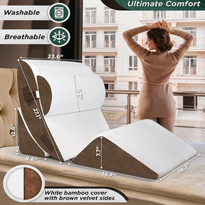 Ensemble de 4 oreillers orthopédiques pour le sommeil, <span class=keywords><strong>coussin</strong></span> de soutien réglable en triangle pour le reflux acide et le <span class=keywords><strong>ronflement</strong></span>. - Product Image 3