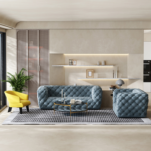 2025 nouveau Design amérique Style salon meubles Chesterfield canapé velours canapé ensemble complet touffeté boutons Art travail maison canapé - Product Image 3