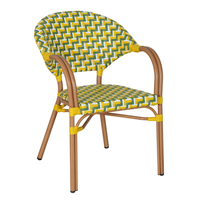 Chaise de bistrot française pour l'extérieur, en rotin PE tressé, avec structure en aluminium, pour restaurant, café, terrasse