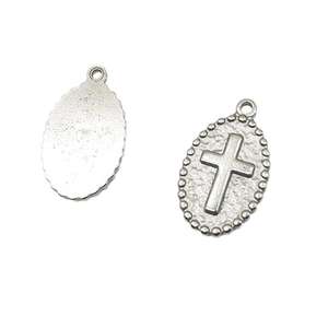 Acero inoxidable ovalado vintage Cruz COLLAR COLGANTE pulsera etiqueta hecha a mano DIY accesorios de joyería - Product Image 4