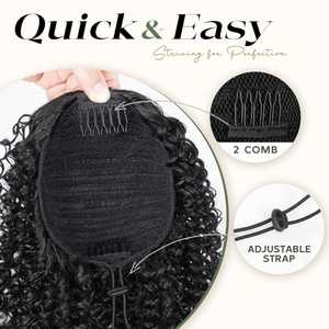 Nuevo, Cola de Caballo Rizada con Cordón, 100% Cabello Humano Remy, Extensiones de Cabello Brasileño, Agarre Seguro, Sin Deslizamiento - Product Image 4