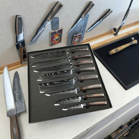 Ensemble de couteaux en acier inoxydable motif damas de 8 pouces ensemble de couteaux de cuisine 8 pièces avec boîte