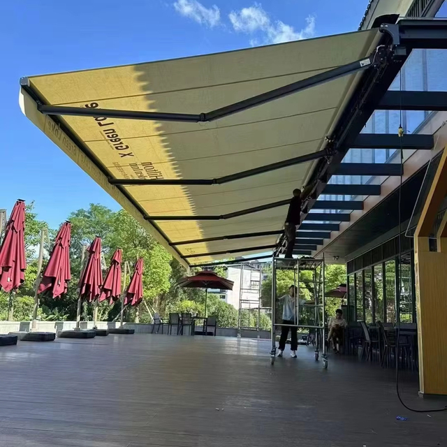 Motorized Retractable Awnings in Full Sizes (4x2m 4x3m 5x3m 6x3m) for Gardens Powder Coated Sail Finishing