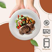 Assiettes en papier rondes jetables non enduites personnalisées, vente en gros de plateaux alimentaires en papier pour la vaisselle, les repas, les fêtes et les pique-niques
