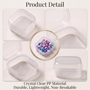 Boîte de rangement multifonctionnelle en plastique transparent PP pour bouchons d'oreilles, bijoux, pilules, outils, petit conteneur carré pour boucles d'oreilles - Product Image 2