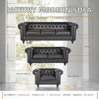 Canapé-lit modulaire capitonné en tissu de style européen avec pieds en bois, design moderne pour chambre à coucher, noir