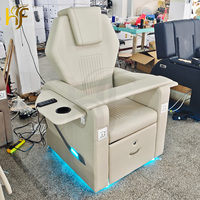 Équipement de salon de manucure, fauteuil de soin des pieds en cuir noir inclinable, fauteuil de pédicure moderne électrique réglable avec massage