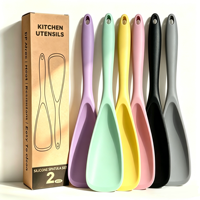 Nouvel ensemble de spatules en silicone en forme de bec de canard, lot de 2, antidérapantes et résistantes à la chaleur, pour cuisson en cuisine, idéales pour poêles antiadhésives et salades
