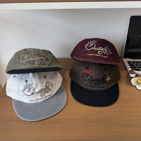Gorra de béisbol de moda para mujer, estilo coreano IG Influencer, de PVC bordado multicolor, de 6 paneles, con visera plana y parte superior suave, modelo cuatro.