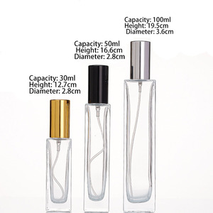 Vente en gros Bouteille de parfum en verre rectangulaire mince de 30ml 50ml 100ml vide carré transparent - Product Image 4