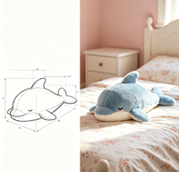 Peluche de dauphin certifiée ASTM |   Peluche super douce pour enfants |   Peluches de qualité supérieure pour cadeaux |   Remplissage Écologique