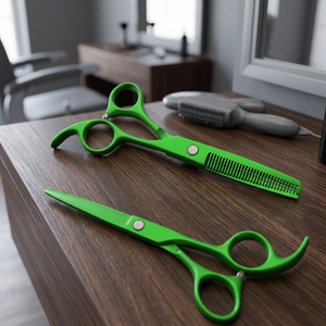 Ciseaux de barbier professionnels pour droitiers en acier inoxydable 4Cr13 avec manche long et 30 dents pour usage en salon - Product Image 3