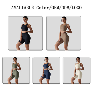 Sujetador deportivo ajustado de 2 piezas, traje de Yoga, Top corto Fiess, chaleco, mallas de cintura alta, pantalones, pantalones cortos de 3 uds, 4 uds, conjuntos de ropa de gimnasio para mujer - Product Image 2