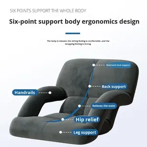 Canapé paresseux pliable Tatami, siège de sol, fauteuil flottant <span class=keywords><strong>sans</strong></span> pieds pour fenêtre, petit <span class=keywords><strong>lit</strong></span> de dortoir, chaise avec dossier et accoudoirs en flanelle pelucheuse - Product Image 4
