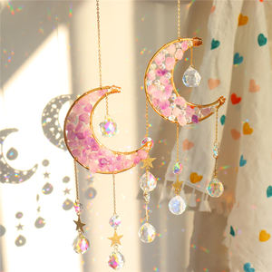 Artilady-abalorios de viento para pared, atrapasol de luna con piedra de cristal de cuarzo crudo, bola colgante, Prisma de ventana, decoración del hogar - Product Image 3