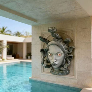 Statue en fibre de verre personnalisable, création artistique originale, représentant la créature mythologique grecque Medusa aux cheveux serpent. - Product Image 4