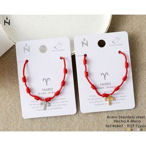 Bracelet de cheville Aries Seven Star en cordon rouge avec breloque du zodiaque pour femme, bijoux tendance - Product Image 1