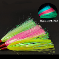 Nouvelle montée de pêche 115 mm pour la pêche à la traîne en eau salée, type Streamer imitation poisson-nappe, avec queue de teaser en Mylar brillant et jupe de leurre en tube de cuivre brillant, pour la pêche à la mouche