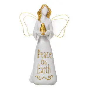 Produk Baru Tiongkok Patung Malaikat Cantik Mini Figur Polyresin Malaikat dengan Sarang Burung
