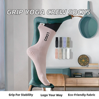 Chaussettes de cheville antidérapantes pour Pilates, danse athlétique, avec logo personnalisé sur le bord, yoga, écologiques, respirantes, 100% coton, pour femmes